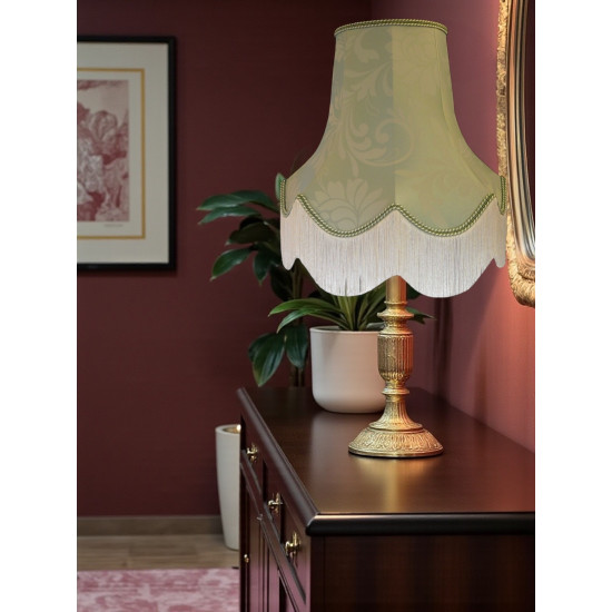Duck Egg Brocade Fabric Scalloped Bottom Lampshades