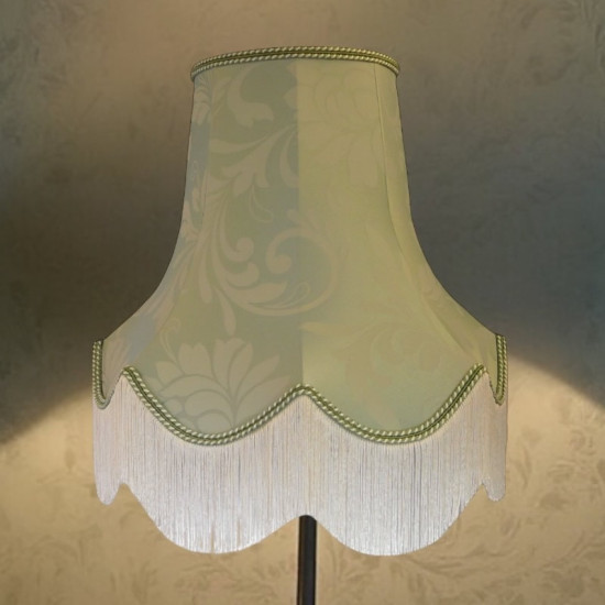 Duck Egg Brocade Fabric Scalloped Bottom Lampshades