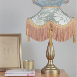 Duck Egg Brocade and Gold Fabric Victorian Crown Top Lampshades