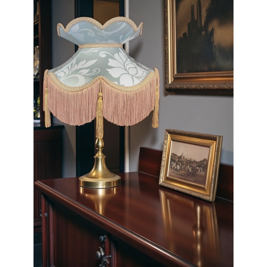 Duck Egg Brocade and Gold Fabric Victorian Crown Top Lampshades