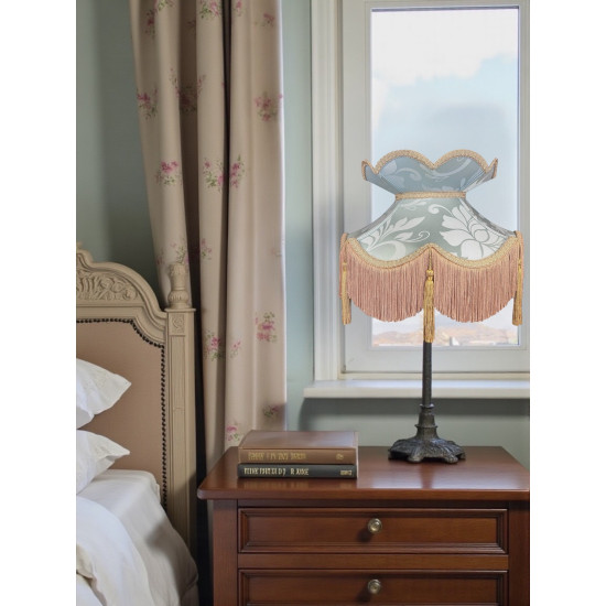 Duck Egg Brocade and Gold Fabric Victorian Crown Top Lampshades