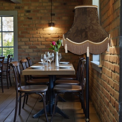 Harlequin Cocoa Brown Brocade Fabric Scalloped Bottom Lampshades