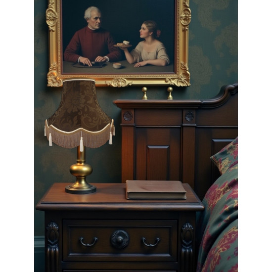 Harlequin Cocoa Brown Brocade Fabric Scalloped Bottom Lampshades