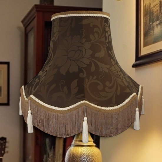 Harlequin Cocoa Brown Brocade Fabric Scalloped Bottom Lampshades