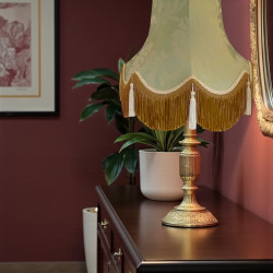 Harlequin Duck Egg Blue Brocade Fabric Scalloped Bottom Lampshades