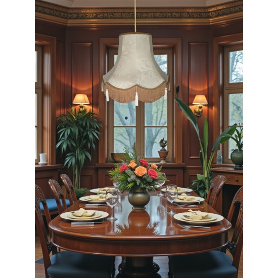 Harlequin Cream Brocade Fabric Scalloped Bottom Lampshades