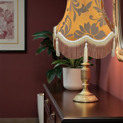 Harlequin Orange Spice Brocade Fabric Scalloped Bottom Lampshades