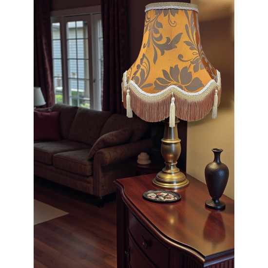 Harlequin Orange Spice Brocade Fabric Scalloped Bottom Lampshades