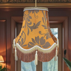 Harlequin Orange Spice Brocade Fabric Scalloped Bottom Lampshades