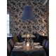 Navy Blue Brocade Modern Fabric Scallop Lampshades