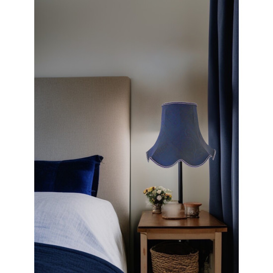 Navy Blue Brocade Modern Fabric Scallop Lampshades