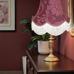 Wine Red Brocade Fabric Scalloped Bottom Lampshades