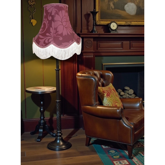 Wine Red Brocade Fabric Scalloped Bottom Lampshades