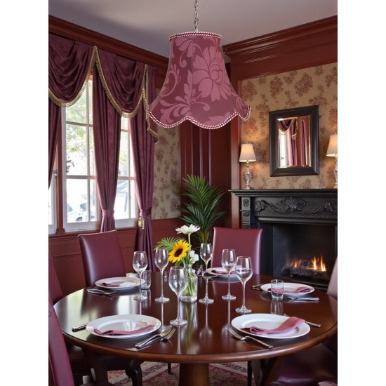 Wine Red Brocade Modern Fabric Lampshade