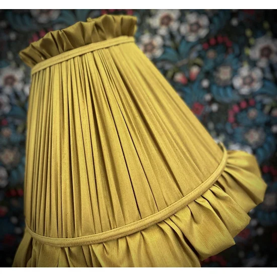 Antique Gold Ruffled Fabric Lampshade