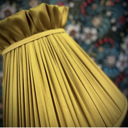 Antique Gold Ruffled Top Fabric Tapered Empire Lampshade