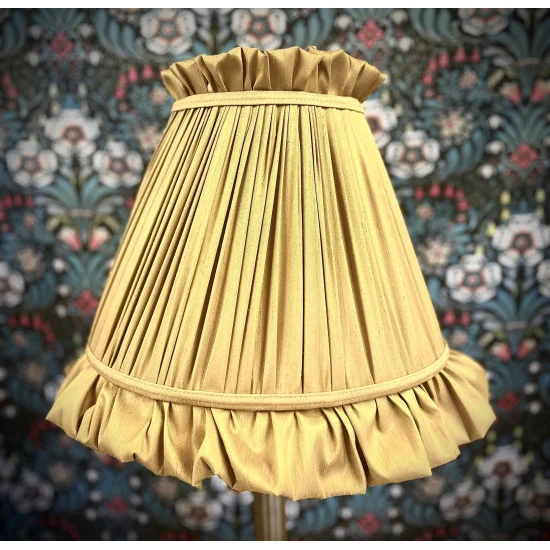 Light Gold Ruffled Fabric Lampshade