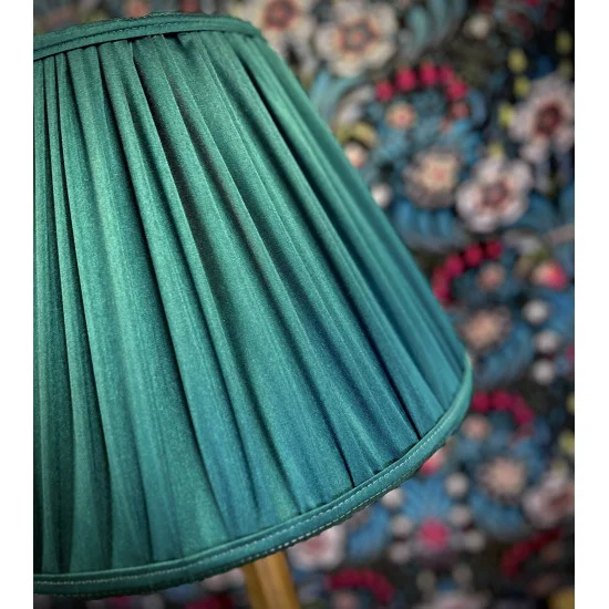 Dark Green Gathered Fabric Lampshade
