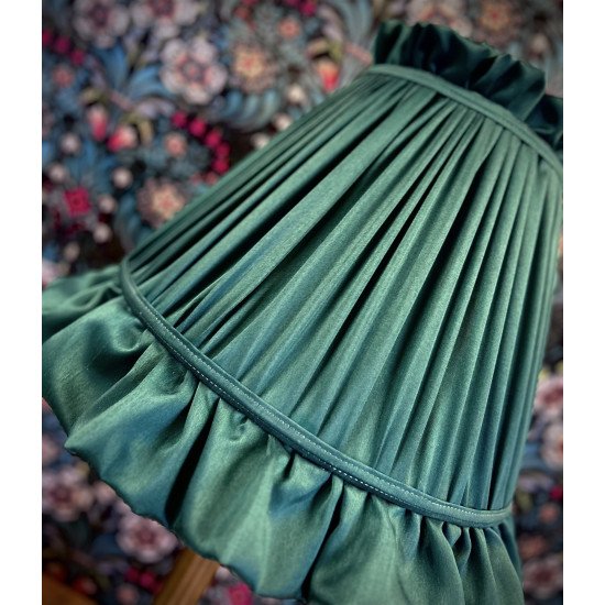 Dark Green Ruffled Fabric Lampshade