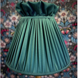 Dark Green Ruffled Top Fabric Tapered Empire Lampshade