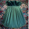 Dark Green Ruffled Top Fabric Tapered Empire Lampshade