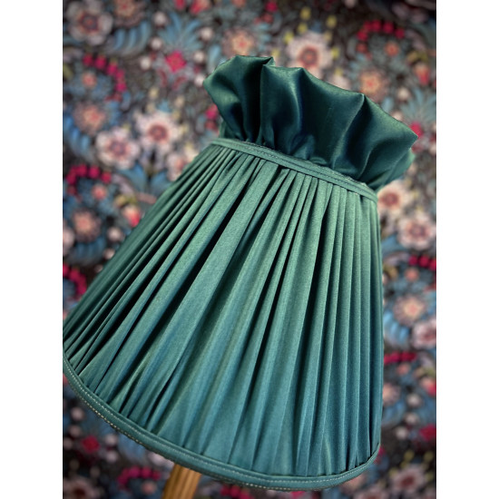 Dark Green Ruffled Top Fabric Tapered Empire Lampshade
