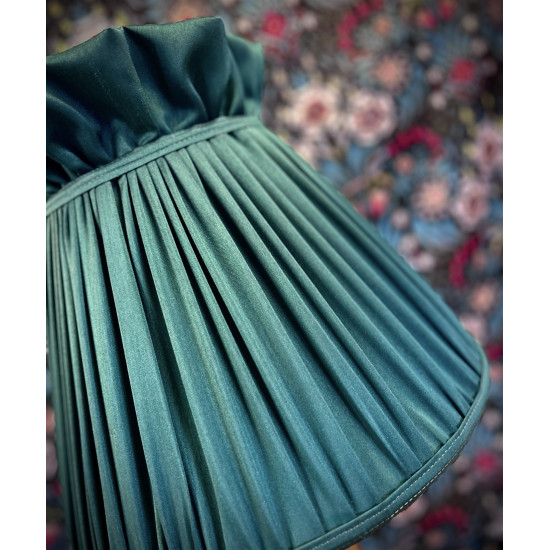 Dark Green Ruffled Top Fabric Tapered Empire Lampshade