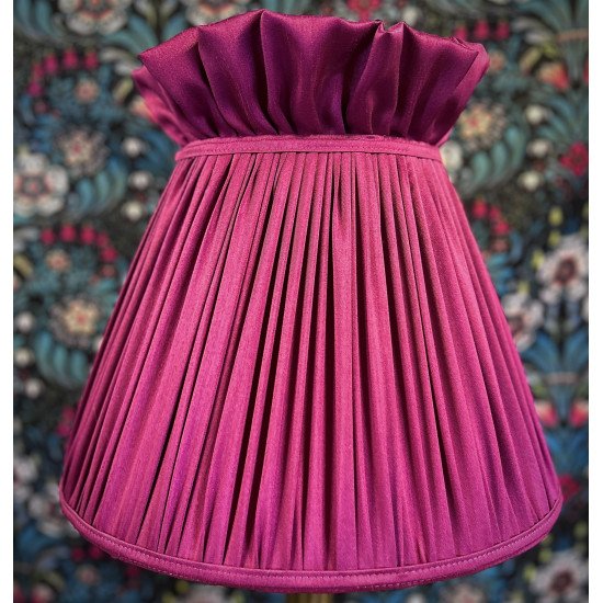 Fuchsia Pink Ruffled Top Fabric Lampshade