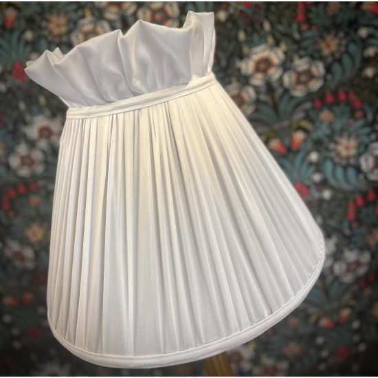 Ivory Cream Ruffled Top Fabric Lampshade