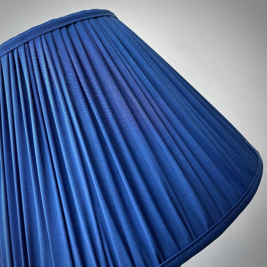 Navy Blue Gathered Fabric Lampshade