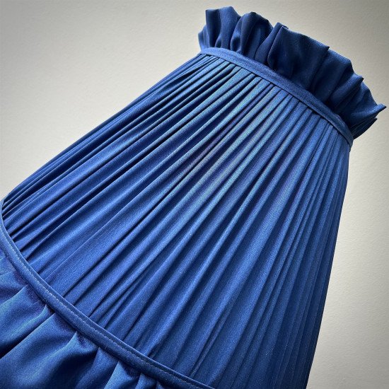 Navy Blue Ruffled Fabric Lampshade