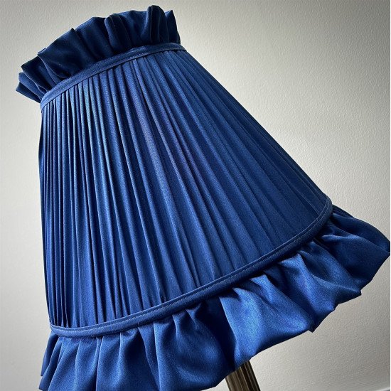Navy Blue Ruffled Fabric Lampshade