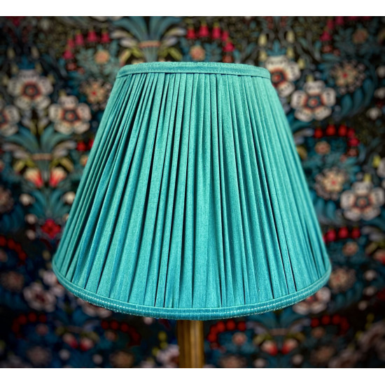Teal Blue Gathered Fabric Lampshade