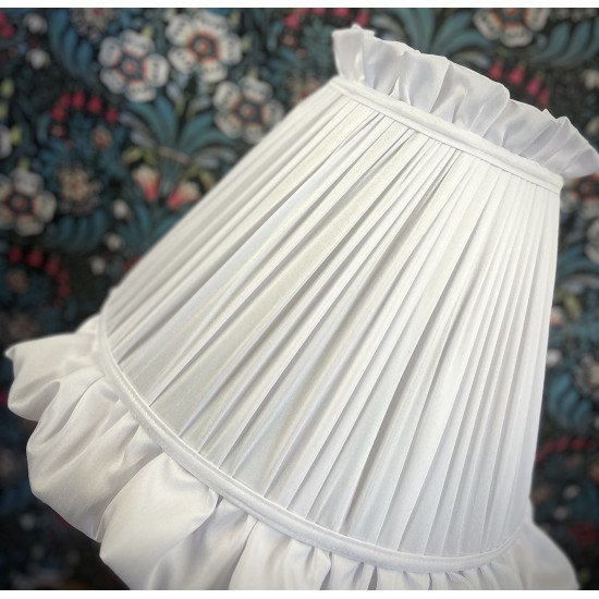 White Ruffled Fabric Lampshade