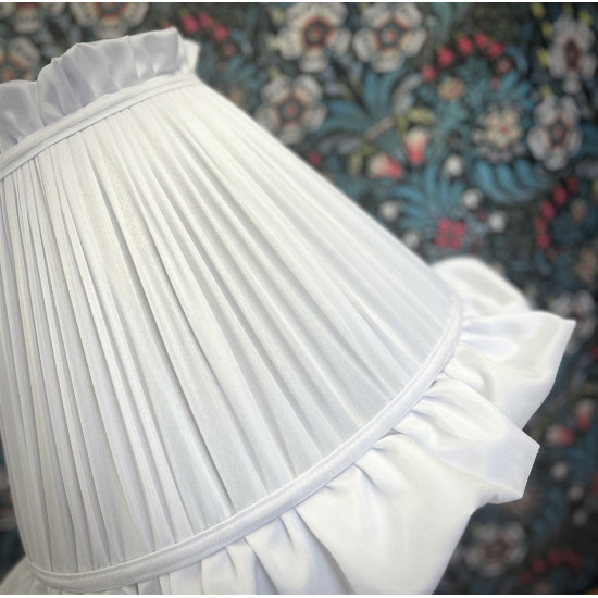 White Ruffled Fabric Lampshade