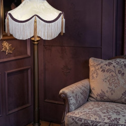 Cream Brocade and Purple Fabric Victorian Crown Top Lampshades