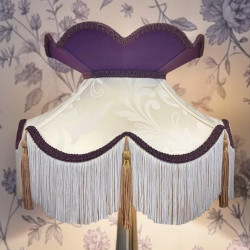 Cream Brocade and Purple Fabric Victorian Crown Top Lampshades