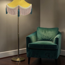 Gold and Dark Green Victorian Fabric Lampshades