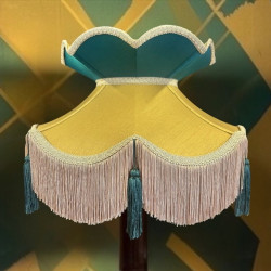 Gold and Dark Green Victorian Fabric Lampshades