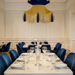 Gold and Navy Blue Victorian Fabric Lampshades