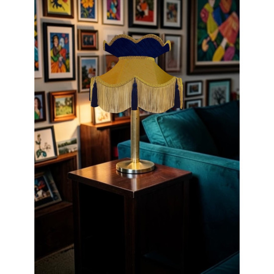 Gold and Navy Blue Victorian Fabric Lampshades