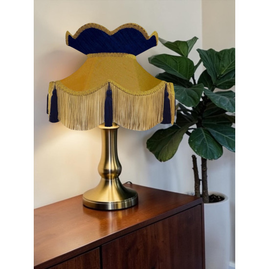 Gold and Navy Blue Victorian Fabric Lampshades