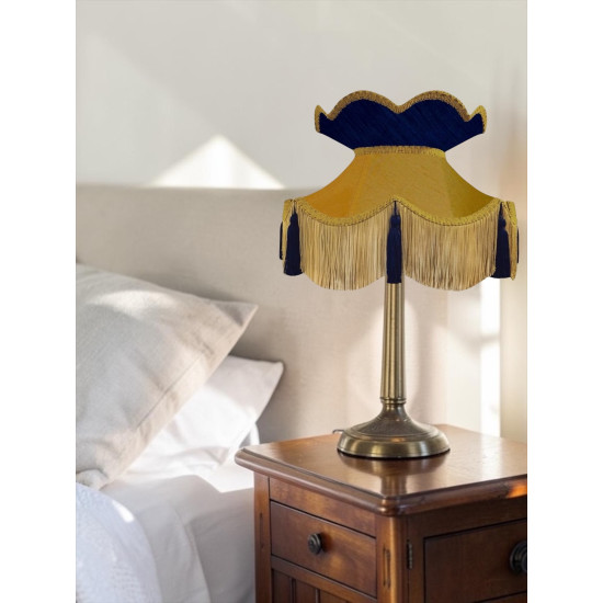 Gold and Navy Blue Victorian Fabric Lampshades