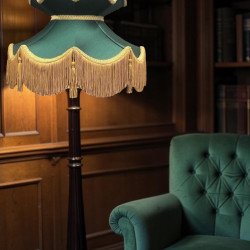 Dark Green and Gold Victorian Fabric Lampshades