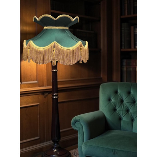 Dark Green and Gold Victorian Fabric Lampshades