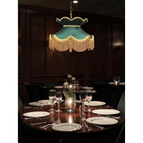 Dark Green and Gold Victorian Fabric Lampshades