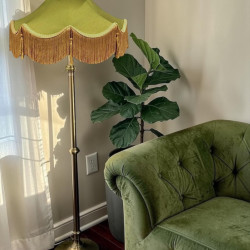 Olive Green and Gold Victorian Fabric Lampshades