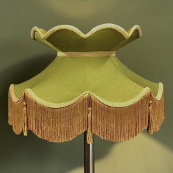 Olive Green and Gold Victorian Fabric Lampshades