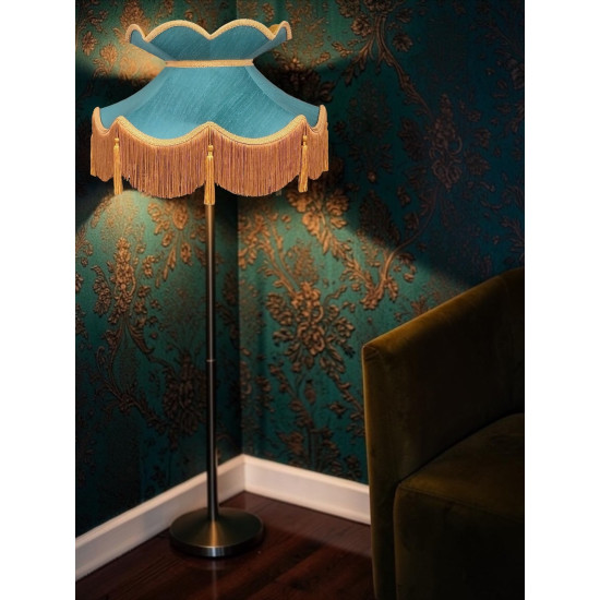 Teal and Gold Victorian Fabric Lampshades