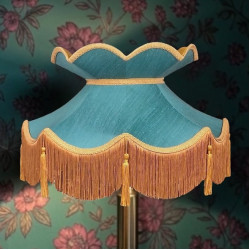 Teal and Gold Victorian Fabric Lampshades